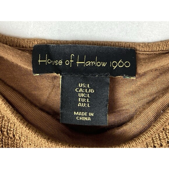 House Of Harlow Knit Dress Large Midi Ruffle Straps Brown Romantic Boho NEW - Picture 6 of 10